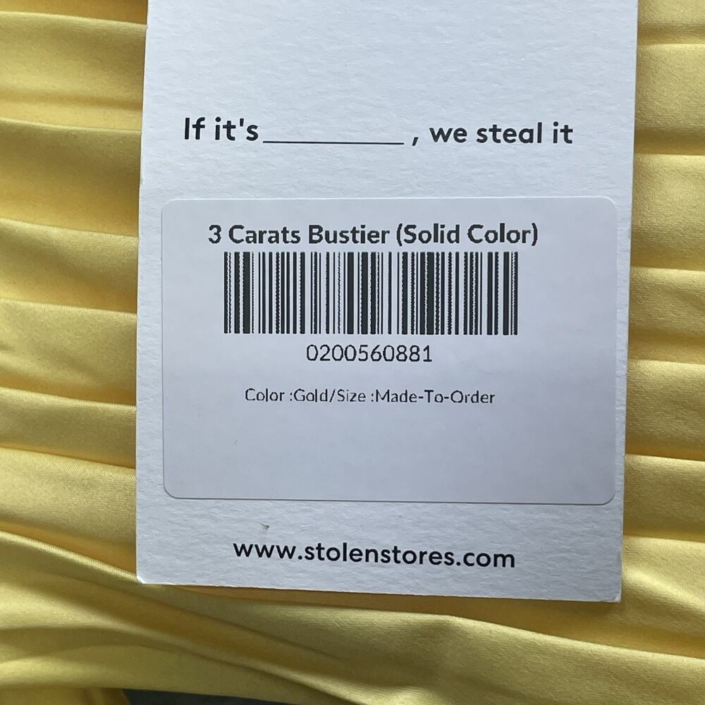 NWT Stolen Studios 3 Carats Bustier Yellow Gold Satin Cut Out Wrap Top XS Drape - Picture 7 of 10